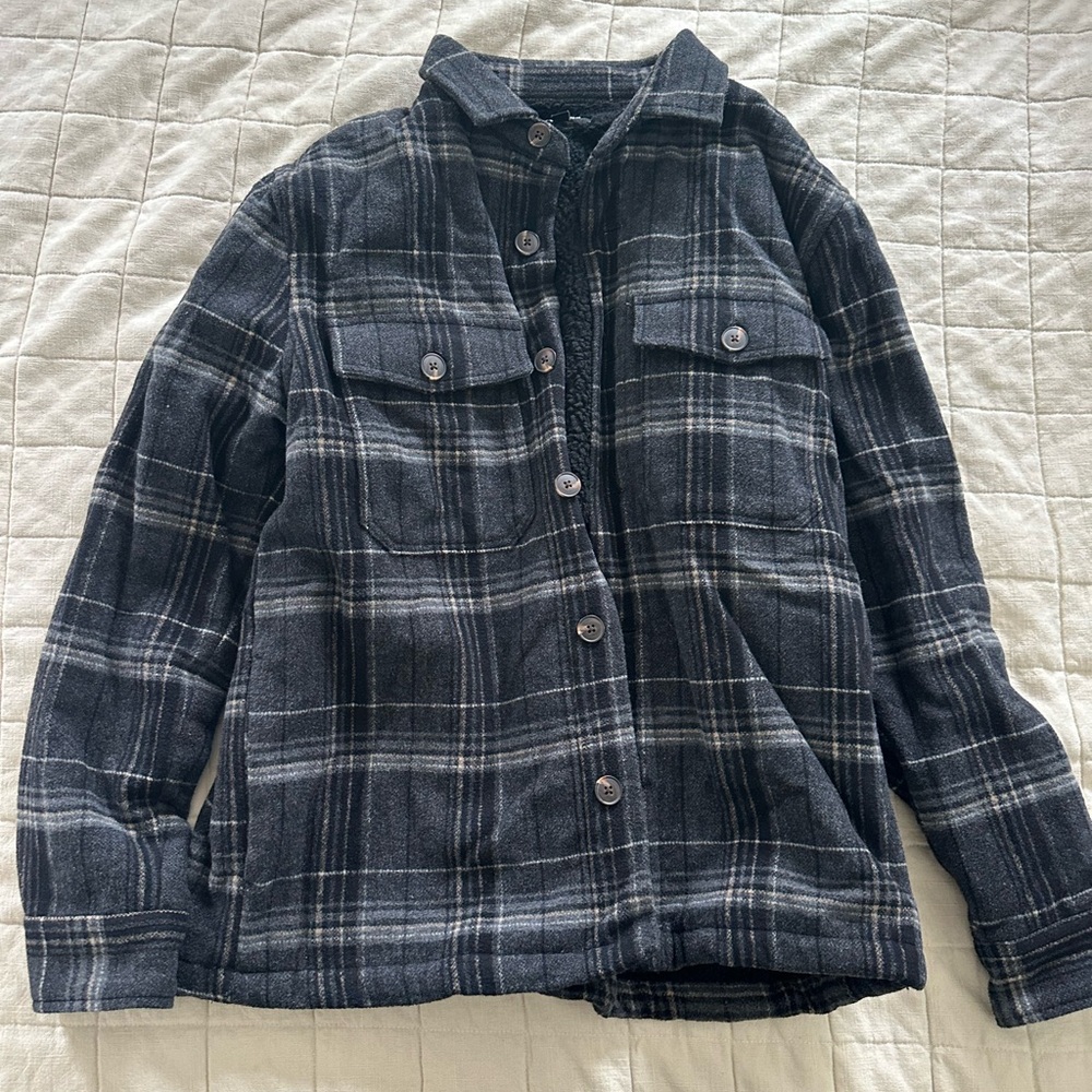 Express Dark Plaid Fleece-Lined Shirt